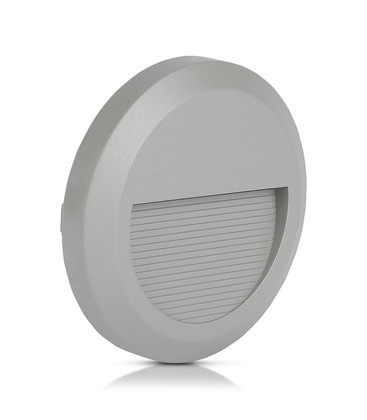 2W Trinlys LED - 4000K, Grå Hus, Rundt