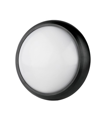 12W IP54 Dome Lys - 3000K, Sort, Fuld Rundet, Hus