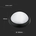 12W IP54 Dome Lys - 3000K, Sort, Fuld Rundet, Hus