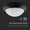 12W IP54 Dome Lys - 3000K, Sort, Fuld Rundet, Hus