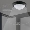 12W IP54 Dome Lys - 3000K, Sort, Fuld Rundet, Hus