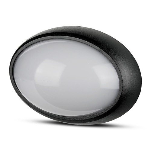 12W oval LED loft/væglampe - IP54, sort, 3000K, 24,2 x 16,5 cm