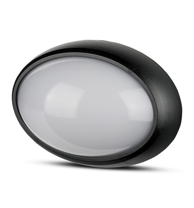 12W oval LED loft/væglampe - IP54, sort, 3000K, 24,2 x 16,5 cm