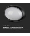 12W oval LED loft/væglampe - IP54, sort, 3000K, 24,2 x 16,5 cm