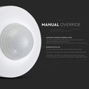 Infrarød Bevægelsessensor - Hvid, Manuel Tilsidesættelse, Maks: 300W LED