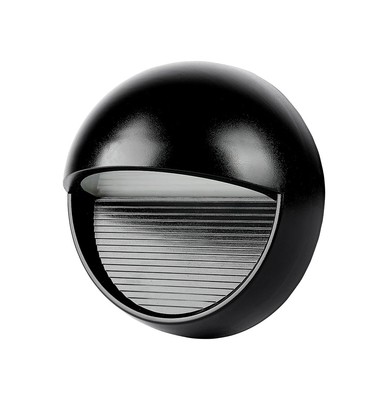 3W LED Trinlys - 3000K, sort hus, rundt