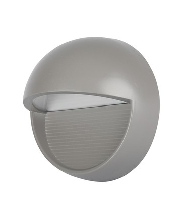 3W trinlys - LED, 3000K, grå hus, rund.