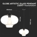Globe Pendel Lampe - Transparent, Ø280, E27.