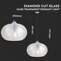 Diamantskåret Glas Gennemsigtig Pendel Ø330 - E27
