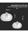 Ø35cm Diamond Cut pendel i glas - Transparent, E27 fatning, max 60W, ekskl. lyskilde