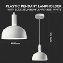 E14 fatning - plastik ophæng, skydelampeskærm i aluminium, hvid