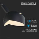 E14 fatning - plastik, glidende aluminium lampeskærm, sort.