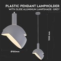 E14 Pendellampefatning - Plastik, Skydelig Aluminium Lampeskærm, Grå