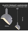 E14 pendelophæng med grå aluminiumsskærm - Ø18cm, 1 meter ledning, max 60W, uden lyskilde