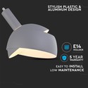 E14 Pendellampefatning - Plastik, Skydelig Aluminium Lampeskærm, Grå