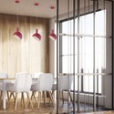 E14 Pendant Fatning - Plast, Skyde Aluminium, Lampeskærm, Pink.
