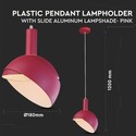 E14 Pendant Fatning - Plast, Skyde Aluminium, Lampeskærm, Pink.