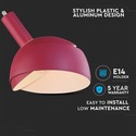 E14 Pendant Fatning - Plast, Skyde Aluminium, Lampeskærm, Pink.