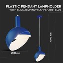 E14 lampefatning - plast, pendul, med skyde aluminium lampeskærm, blå.