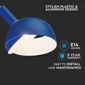 E14 lampefatning - plast, pendul, med skyde aluminium lampeskærm, blå.