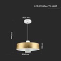 7W LED Pendel Lampe - Guld Lampeskærm, 4000K