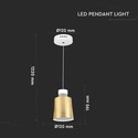 7W LED Pendel - Akryl, Guld Lampeskærm, 3000K