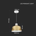 7W LED Pendel Lampe - Guld Lampeskærm, Akryl, 3000K