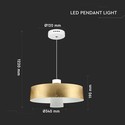 7W LED Pendel Lampe - Akryl, Guld Lampeskærm, 3000K.