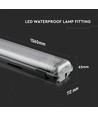150cm 44W T8 vandtæt komplet LED armatur - IP65, 6400K, 2x22W, kold hvid