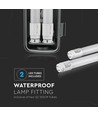 150cm 44W T8 vandtæt komplet LED armatur - IP65, 6400K, 2x22W, kold hvid