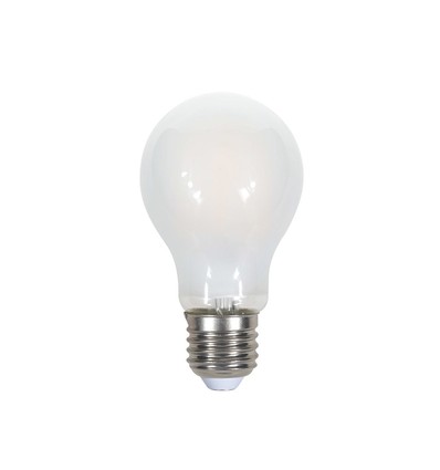 E27 7W A60 LED pære - Mat glas, filament, 840lm, varm hvid