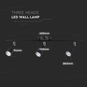 13.5W LED Væglampe - 3 Hoveder, 3000K, Sort