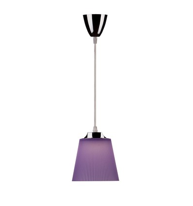 7W LED pendel / loftlampe - Krom med lilla skærm, 4000K, Ø15cm, 90 grader lysvinkel