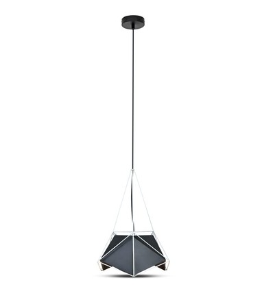 E27 Prism pendellampe - Sort skærm med hvid ledning, Ø40cm, metal, uden lyskilde