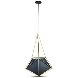 Elmateriel Prism Pendel Lampe E27 - Sort Lampeskærm med Guldkant, Ø400*540mm