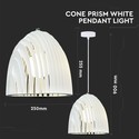 Konisk Prisme Pendel Lampe E27 - Hvid, Ø250*270mm