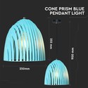Cone Prism Pendel Lampe E27 - Blå, Ø250*270mm