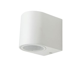Elmateriel 1-vejs væglampe GU10 - aluminium, rundt, hvidt hus, IP44