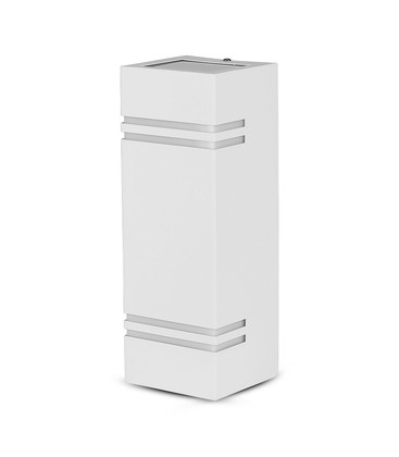 VT-841 2-vejs GU10 væglampe - Firkantet, Rustfrit Stål Hus-Hvidt Hus, IP44 VT-841 2-vejs GU10 væglampe - Firkantet, Rustfrit Stål Hus-Hvidt Hus, IP44