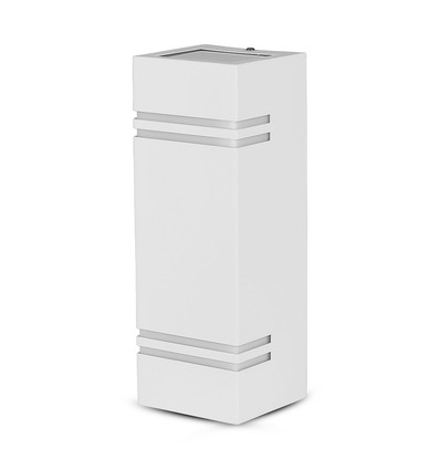 GU10 firkantet væglampe med op/ned lys - IP44 udendørs, hvid, rustfrit stål, uden lyskilde