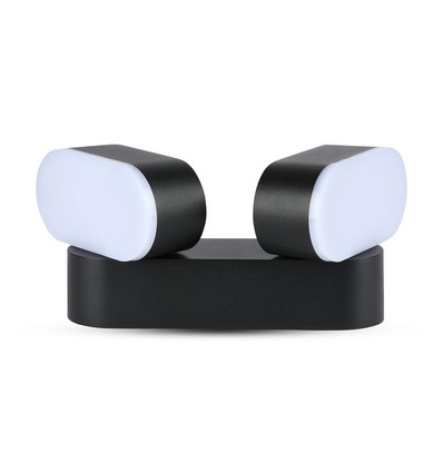 12W roterbar LED væglampe med 2 hoveder - IP65, sort, 1320lm, 3000K, inkl. lyskilde