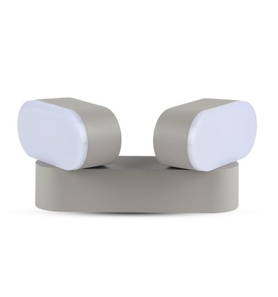 12W dobbelt roterbar væglampe - IP65 udendørs, 2 hoveder, grå, 3000K, 1320lm