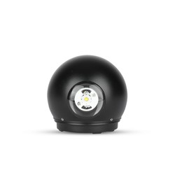 Elmateriel 6W Væglampe - 3000K, Sort, Op-Ned, IP65.
