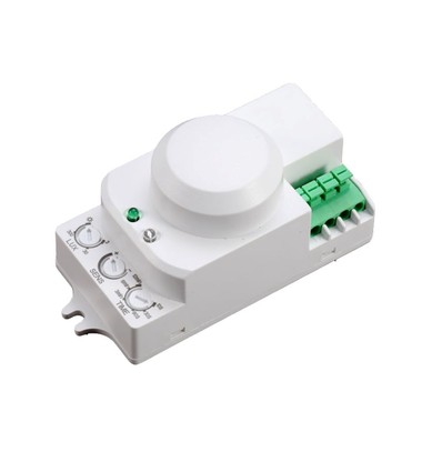 Mikrobølge bevægelsessensor med manual override - 360°, 1-8m rækkevidde, IP20, hvid, max 300W LED