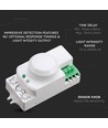 Mikrobølge bevægelsessensor med manual override - 360°, 1-8m rækkevidde, IP20, hvid, max 300W LED
