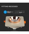 GU10 Firkantet downlight - Off-white med mat rosaguld, Hul: 8cm, ekskl. lyskilde og fatning