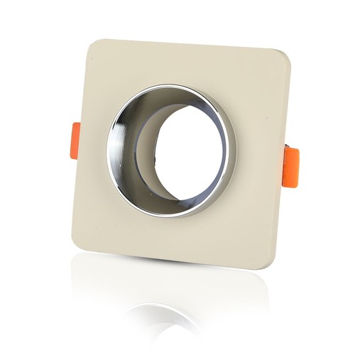 GU10 indbygningsspot i beton - Firkantet, off-white/krom, hul: Ø8cm, uden lyskilde