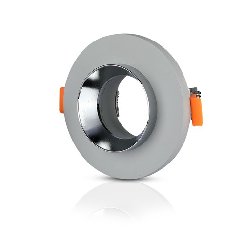 GU10 indbygningsspot i gips - Rund, grå beton med krom, Ø80 mm hul, IP20 indendørs