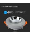 GU10 indbygningsspot i gips - Rund, grå beton med krom, Ø80 mm hul, IP20 indendørs