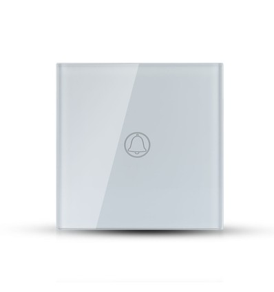 1-tryks touch dørklokke afbryder, hvid - Glas cover, indbygget, IP20 indendørs